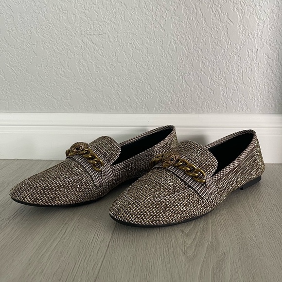 NWOT Kurt Geiger Gold Chelsea Leather Loafers, size 40 (9) women’s glam flats - Picture 4 of 7